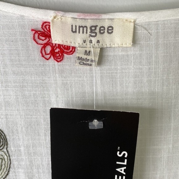 Umgee Floral Embroidered Long Duster Kimono Crochet Fringe Cover Up Colorful - Picture 11 of 15